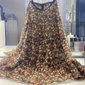 Forever 21 sun dress summer dress mini floral sheer and lace flowy sexy cover up